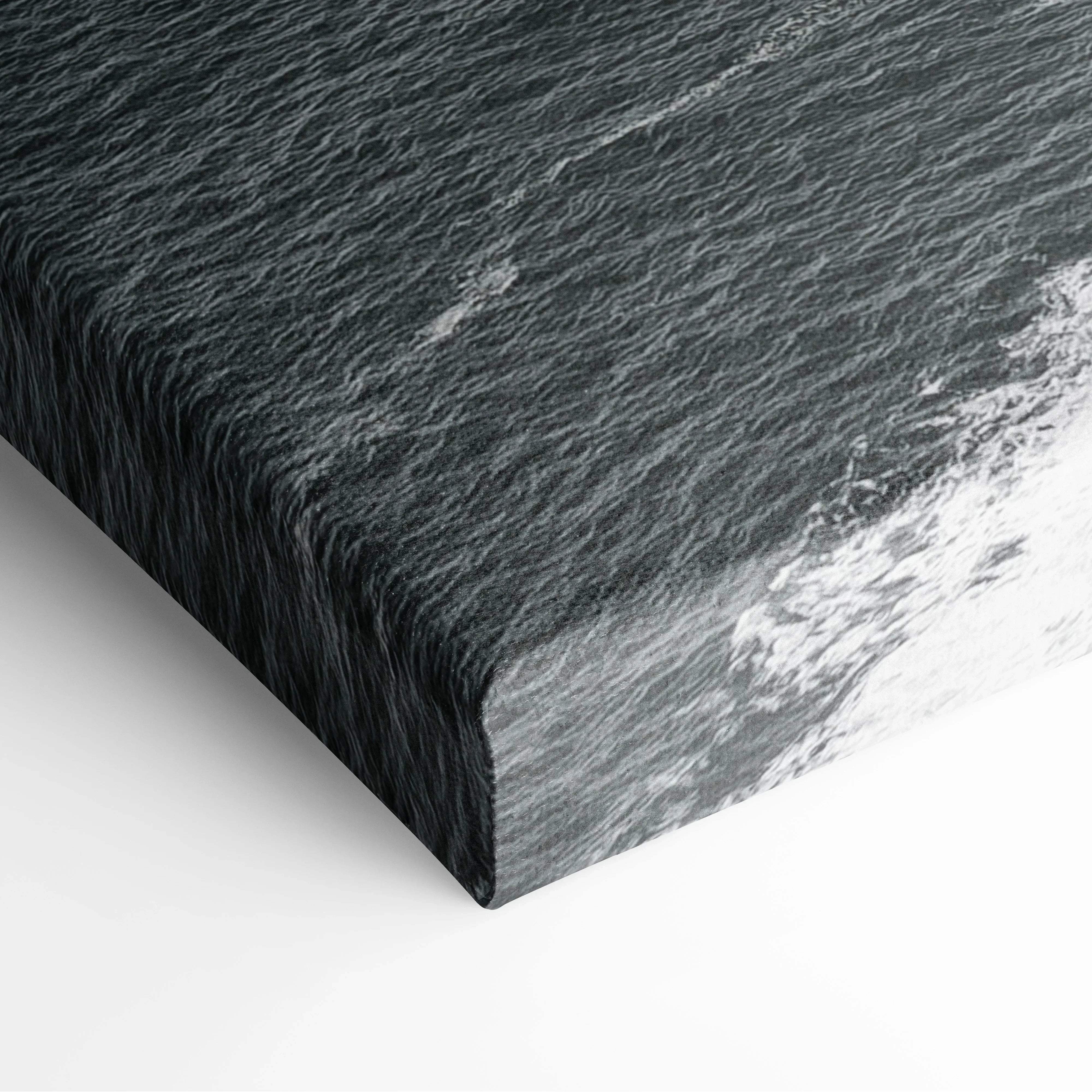 Black and white textured ocean waves canvas print Icelandic seascape