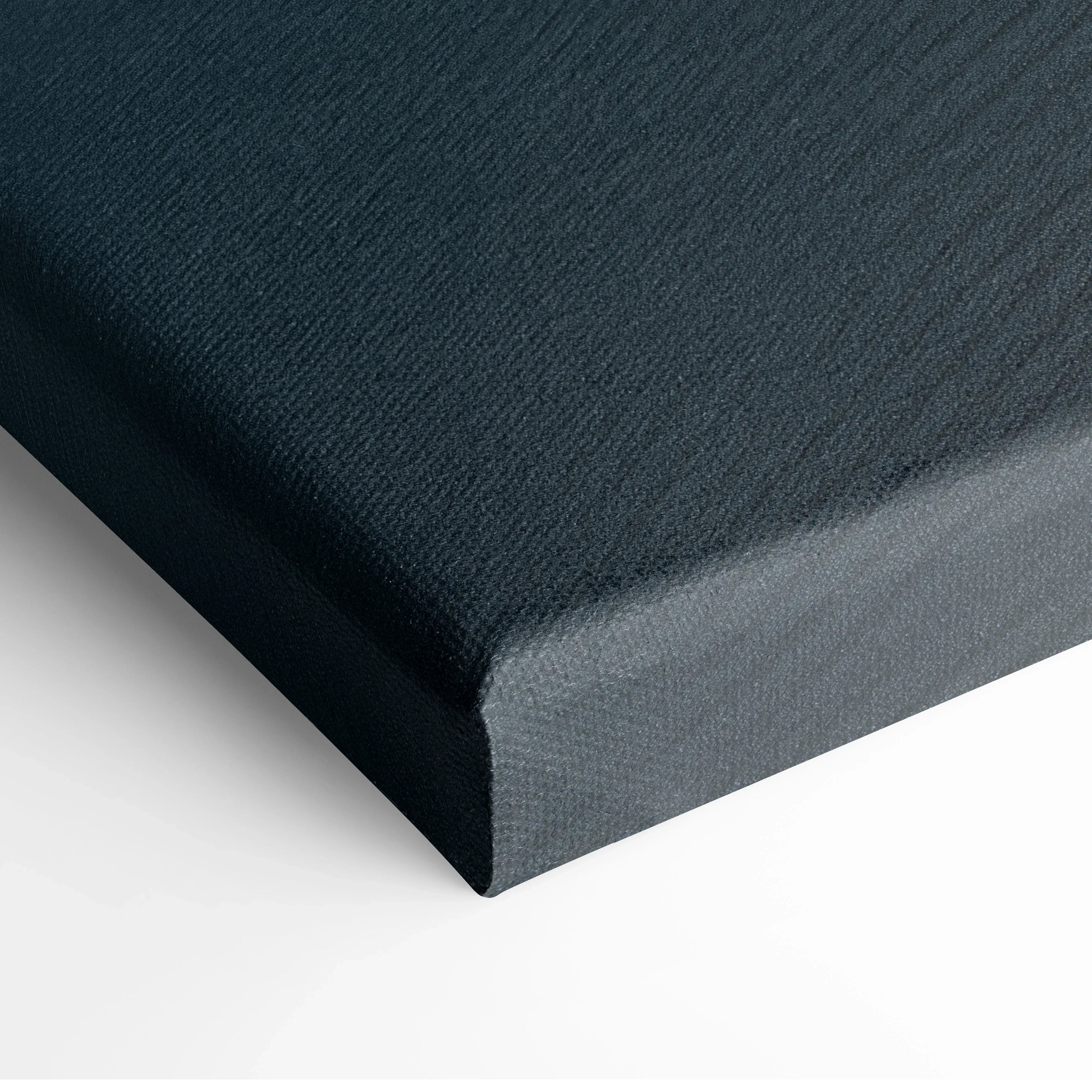 Black canvas wall art with textured surface and clean, sharp edges in minimalist style.