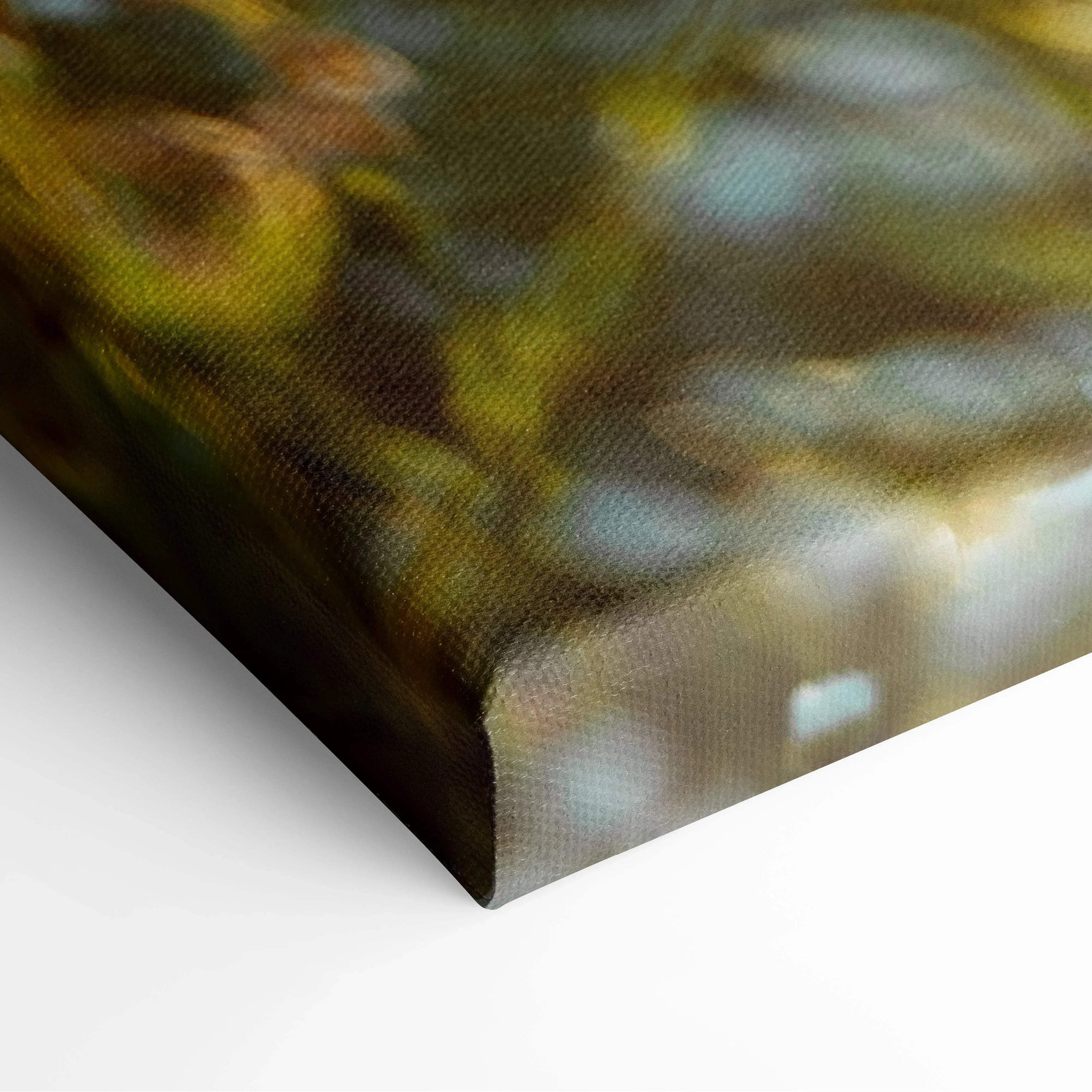 Canvas print of blurred cherry blossom in pink hues and golden light