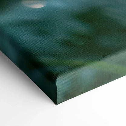 Dark teal textured canvas print of Blue Butterfly on dewy leaves
