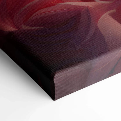 Canvas print of deep red rose petals with fabric texture