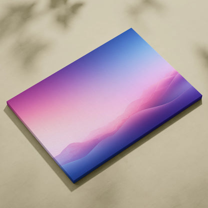 Canvas wall art with calm gradient waves in soft pink and blue tones for modern decor.