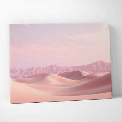 Pink desert dunes minimalist digital art canvas wall decor with soft pastel tones.