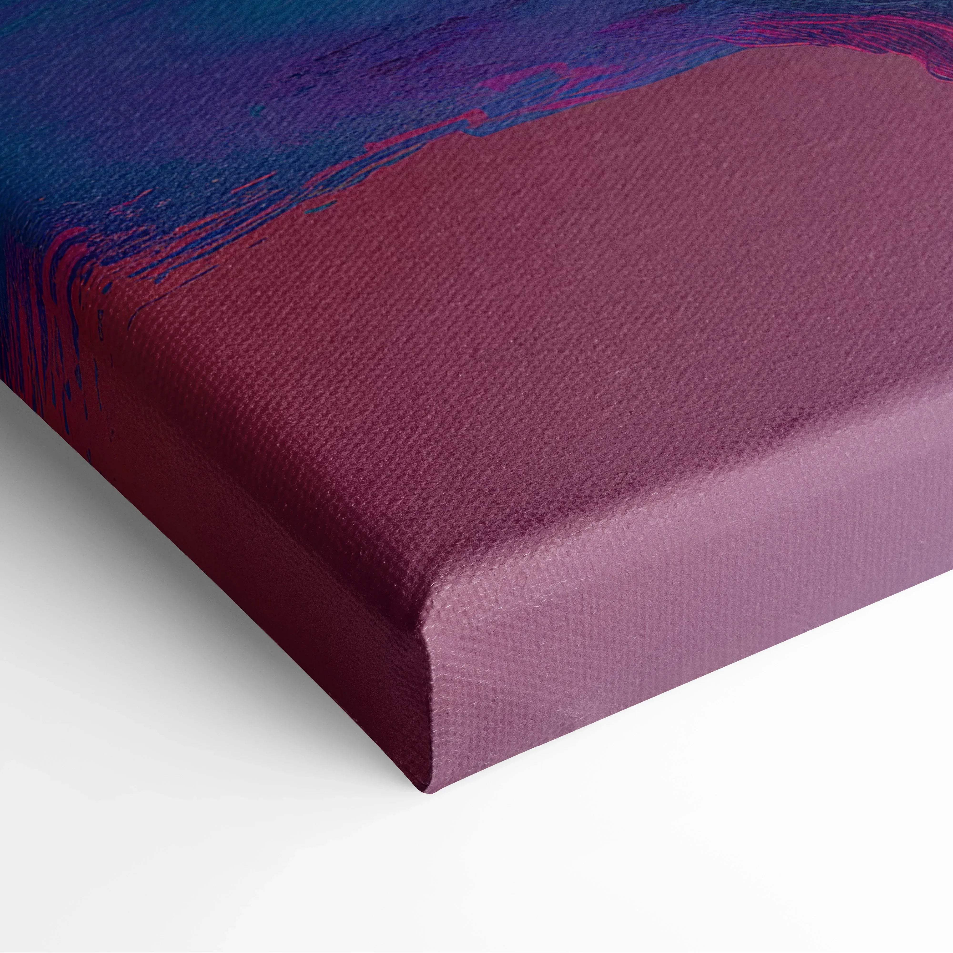 A textured canvas painting with a gradient of deep purple and blue hues for bold modern abstract mountain decor