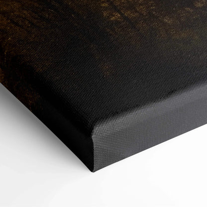 Close-up of black textured canvas corner with modern wall art detail and sharp edges.