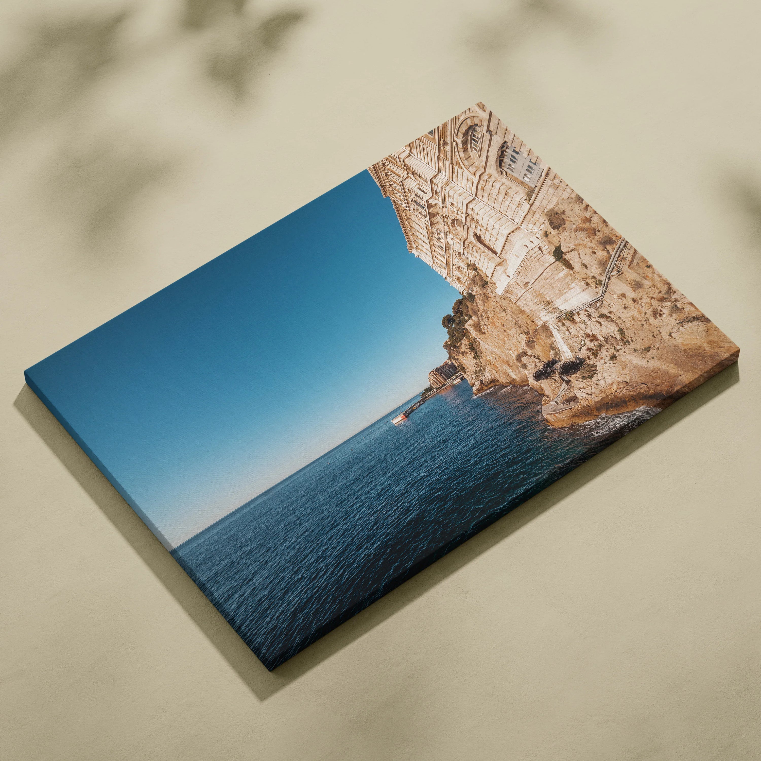 Beautiful Monaco Beach Cliff Wall Art Featuring Oceanographic Museum Canvas Print