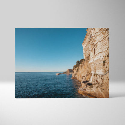 Beautiful Monaco Beach Cliff Wall Art Featuring Oceanographic Museum Canvas Print