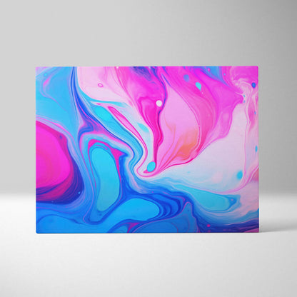 Abstract digital canvas art with swirling pink, purple, and blue fluid shapes and smooth gradients.