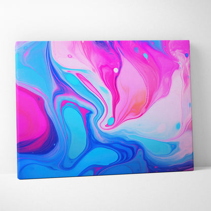 Abstract modern canvas art with swirling pink, blue, and purple hues for vibrant wall art.