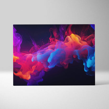 Abstract digital canvas art featuring vibrant swirling clouds of purple, pink, red, orange, and blue on a black background.