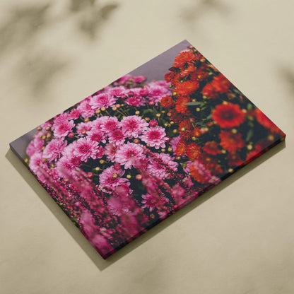 Cherry blossom canvas wall art with vibrant pink and red flowers for home decor.