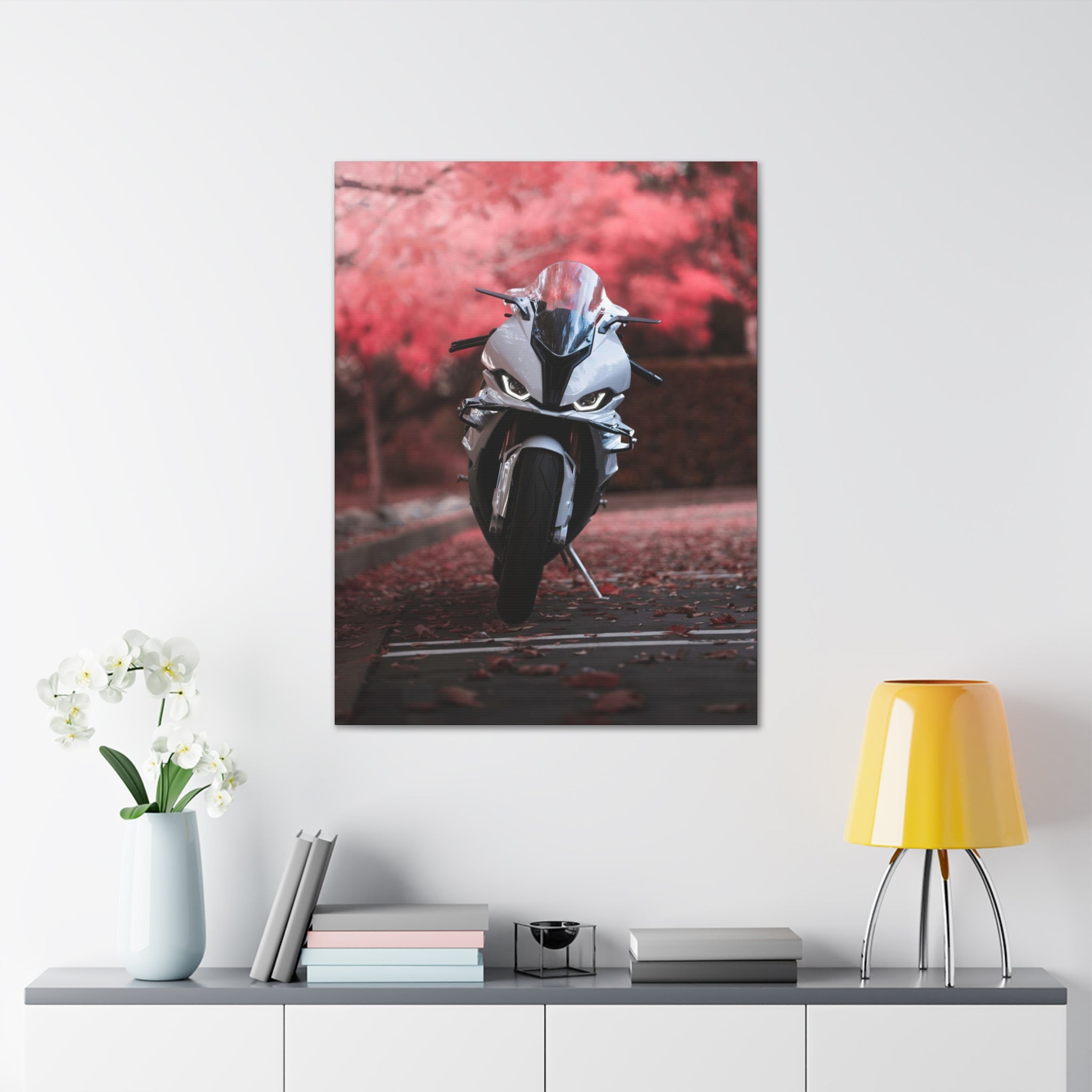 BMW S1000RR Motorcycle Wrapped Canvas Print #001 - Throttle Designs