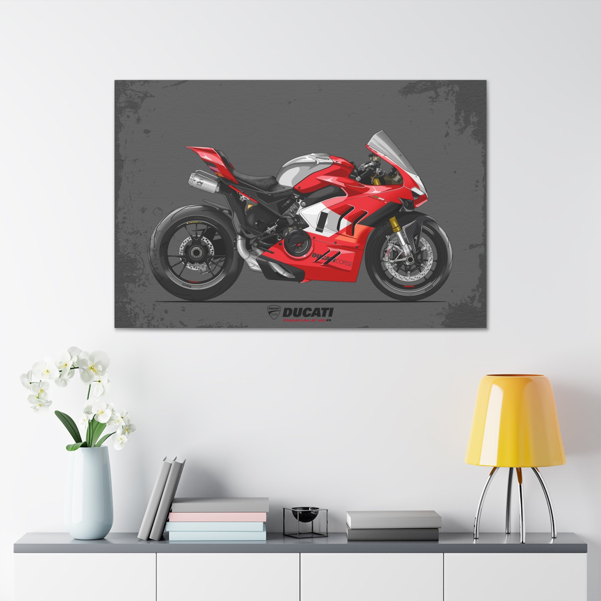 Ducati V4R Motorcycle Wrapped Canvas Print #001 - Throttle Designs