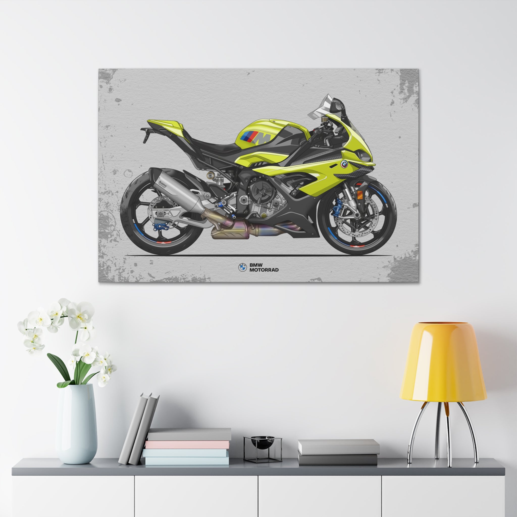 BMW M1000RR 50 Years M Anniversary Edition Wrapped Canvas Print #001 - Throttle Designs