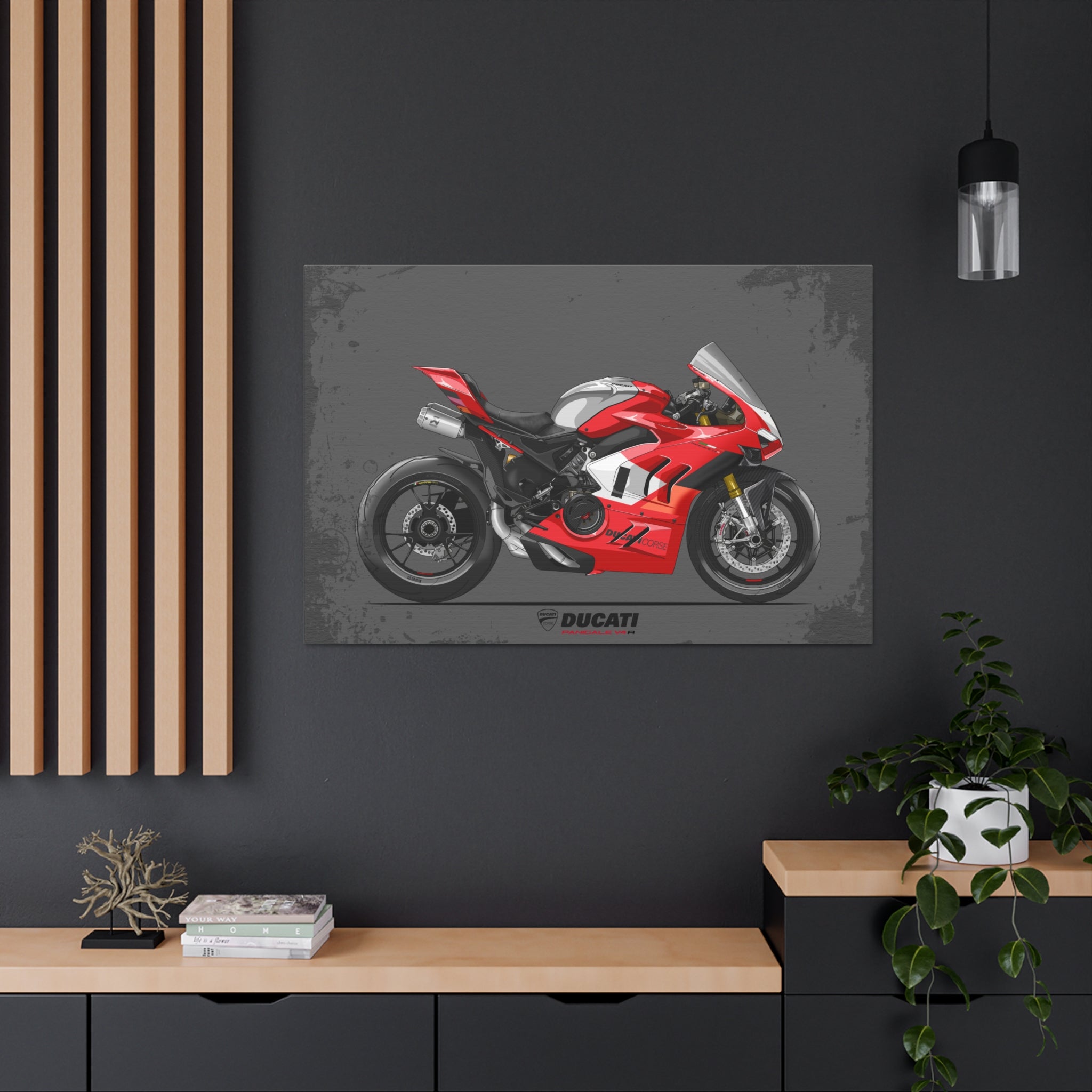 Ducati V4R Motorcycle Wrapped Canvas Print #001 - Throttle Designs