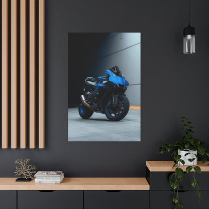 Yamaha R1 Motorcycle Wrapped Canvas Print #001 - Throttle Designs