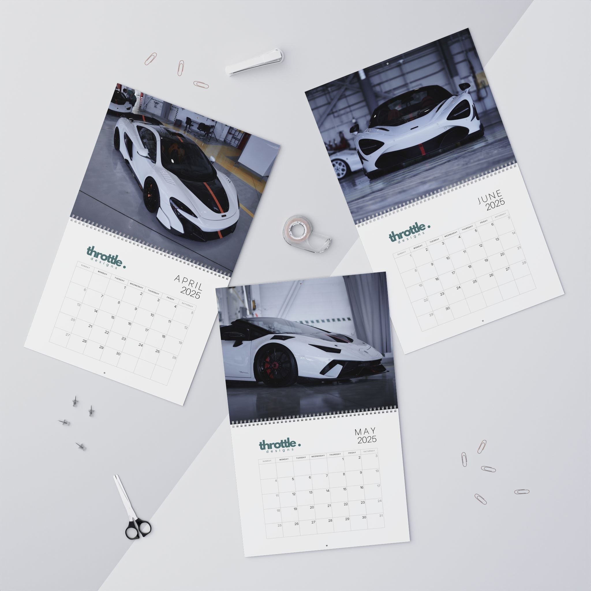 2025 Automotive Exotic Supercar Calendar V2 - White Edition - Throttle Designs