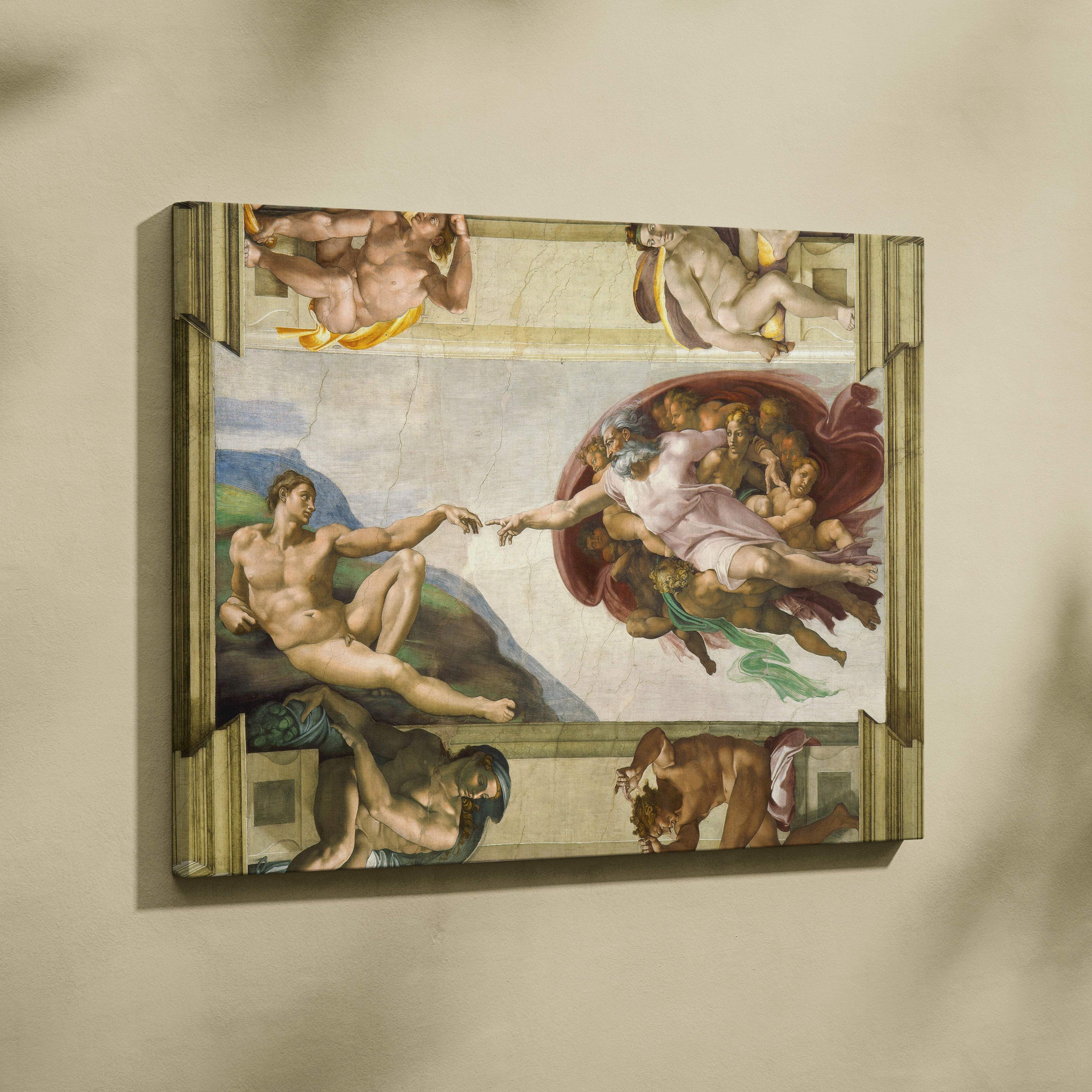 Framed Creation of Adam by Michelangelo canvas reproduction