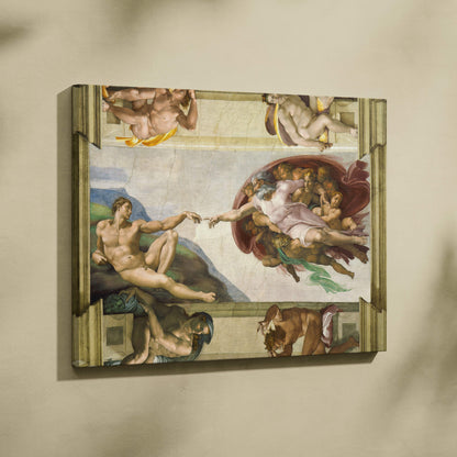 Framed Creation of Adam by Michelangelo canvas reproduction