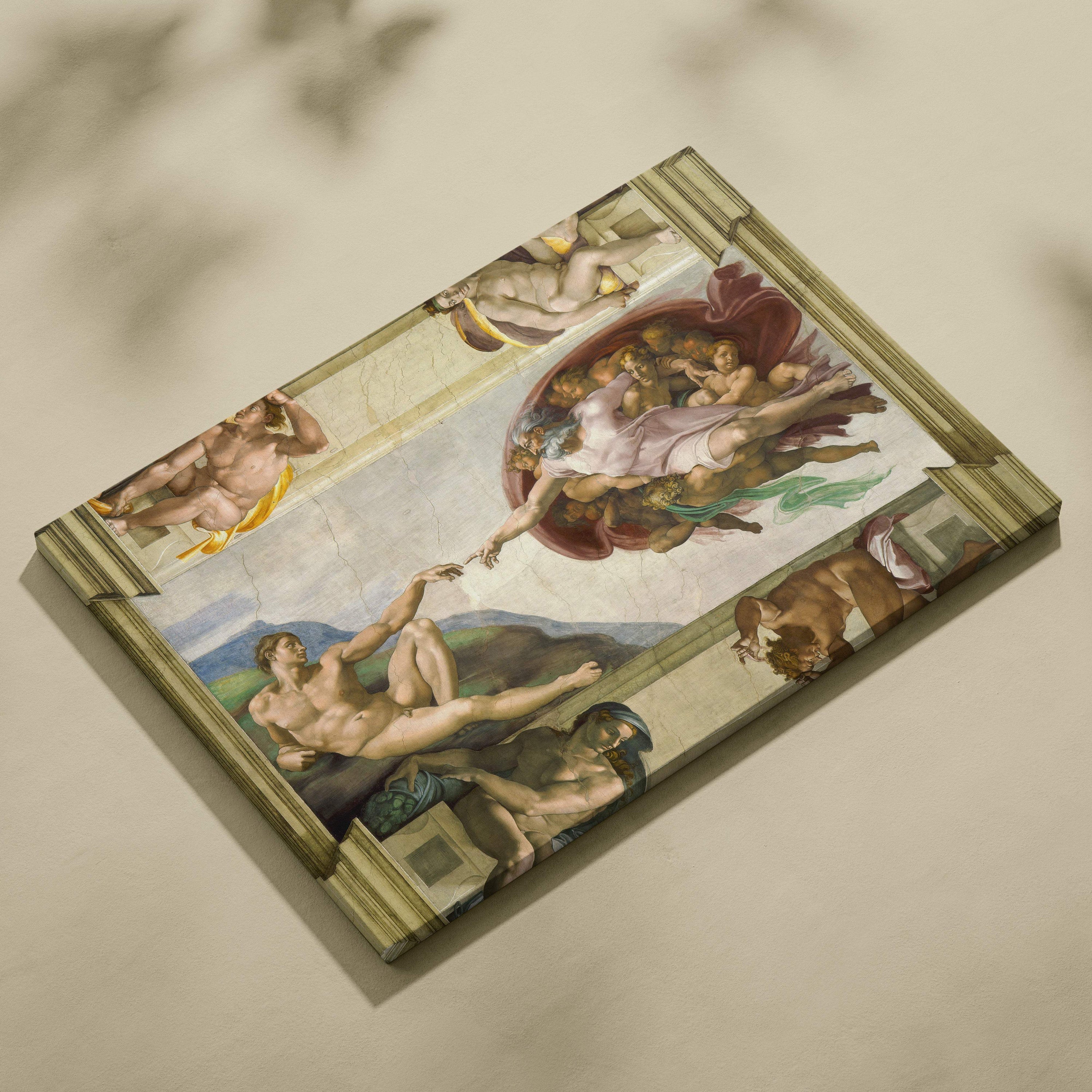 Creation of Adam Michelangelo rectangular canvas print in warm tones