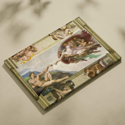 Creation of Adam Michelangelo rectangular canvas print in warm tones