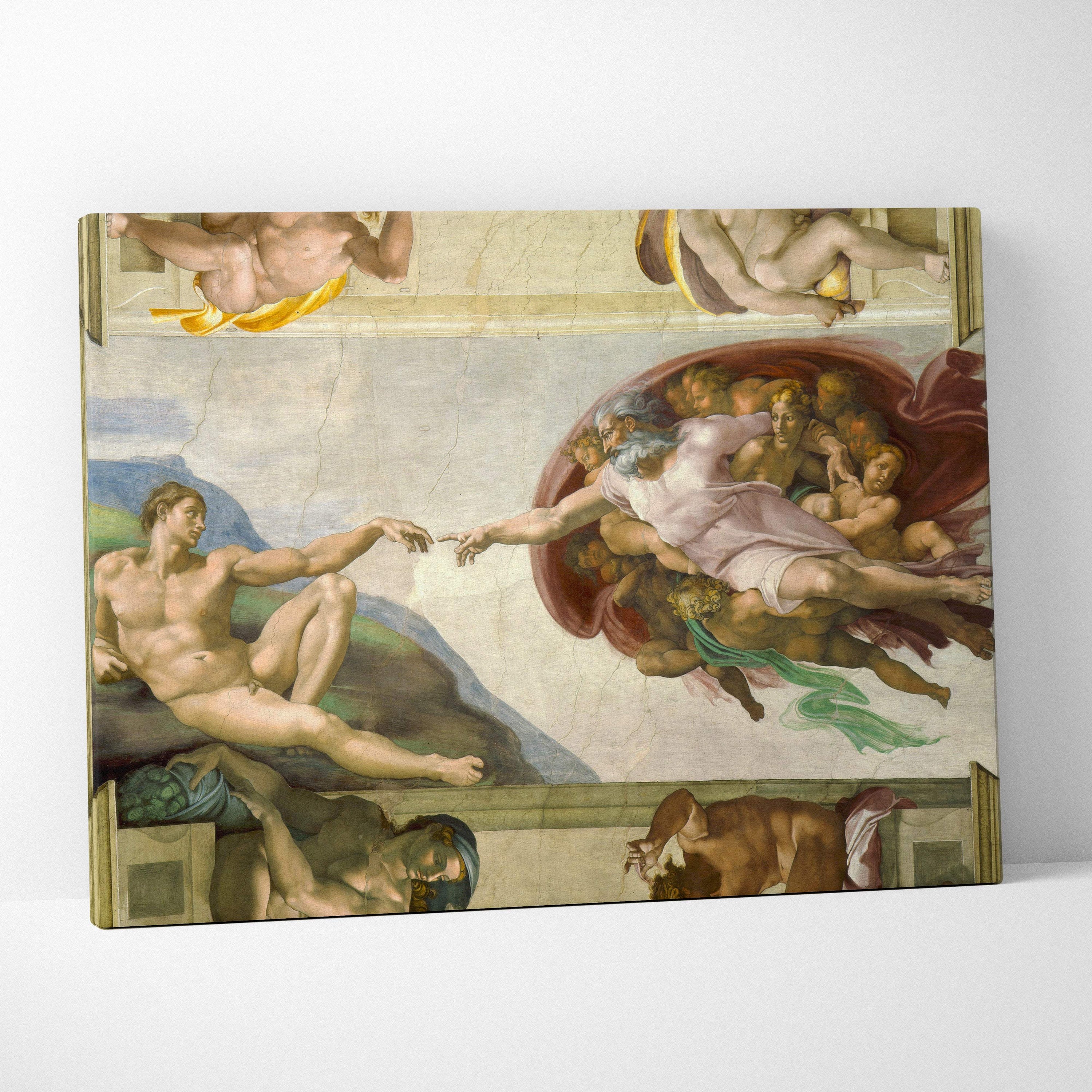 Creation of Adam Michelangelo canvas print God reaching Adam