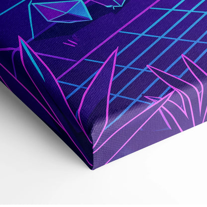 Koenigsegg Regera Inspired Red Purple Canvas Wall Art Vaporwave Hypercar Artwork, Neon Grid Supercar Garage Decor Retro Futuristic Print