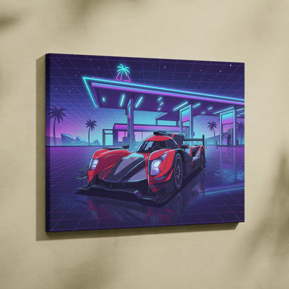 Aurus 01 Le Mans Inspired Vaporwave Car Canvas - Car Art Neon Pink Blue Living Room Vaporwave Nostalgic Retro Futurism Neon Car Art Canvas