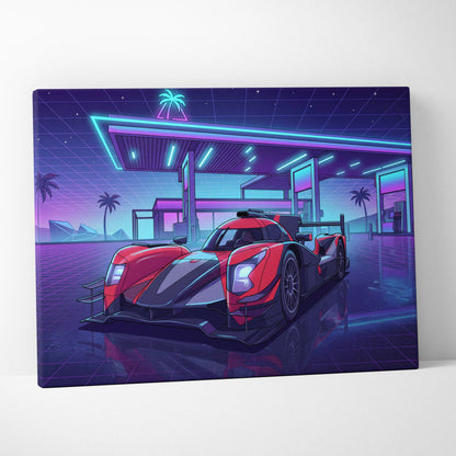 Aurus 01 Le Mans Inspired Vaporwave Car Canvas - Car Art Neon Pink Blue Living Room Vaporwave Nostalgic Retro Futurism Neon Car Art Canvas