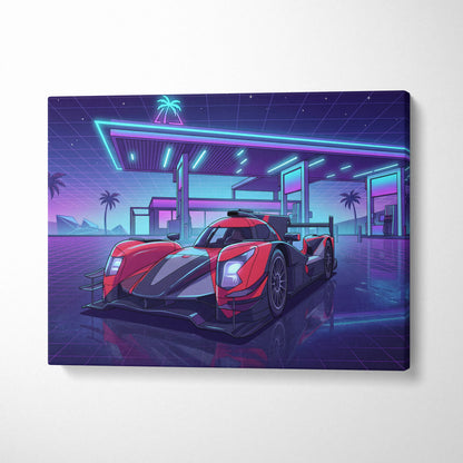 Aurus 01 Le Mans Inspired Vaporwave Car Canvas - Car Art Neon Pink Blue Living Room Vaporwave Nostalgic Retro Futurism Neon Car Art Canvas