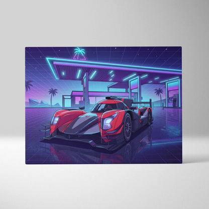 Aurus 01 Le Mans Inspired Vaporwave Car Canvas - Car Art Neon Pink Blue Living Room Vaporwave Nostalgic Retro Futurism Neon Car Art Canvas
