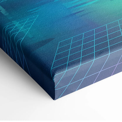 Subaru WRX STI Hatchback Inspired Blue Purple Canvas Wall Art Vaporwave JDM Car Artwork, Neon Cyberpunk Garage Decor Print