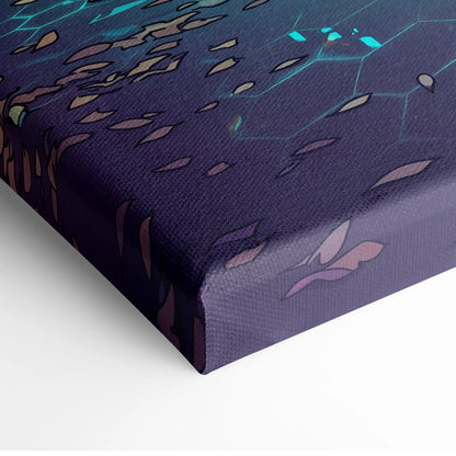RWB Porsche 911 Turbo Inspired Teal Purple Forest Canvas Wall Art Vaporwave Sports Car Artwork, Moody Cyberpunk Garage Decor Print