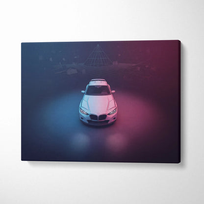 BMW CLS Inspired Vaporwave Car Canvas - Car Neon Pink Purple Blue Living Vaporwave Nostalgic Mood Neon Retro Futurism Canvas