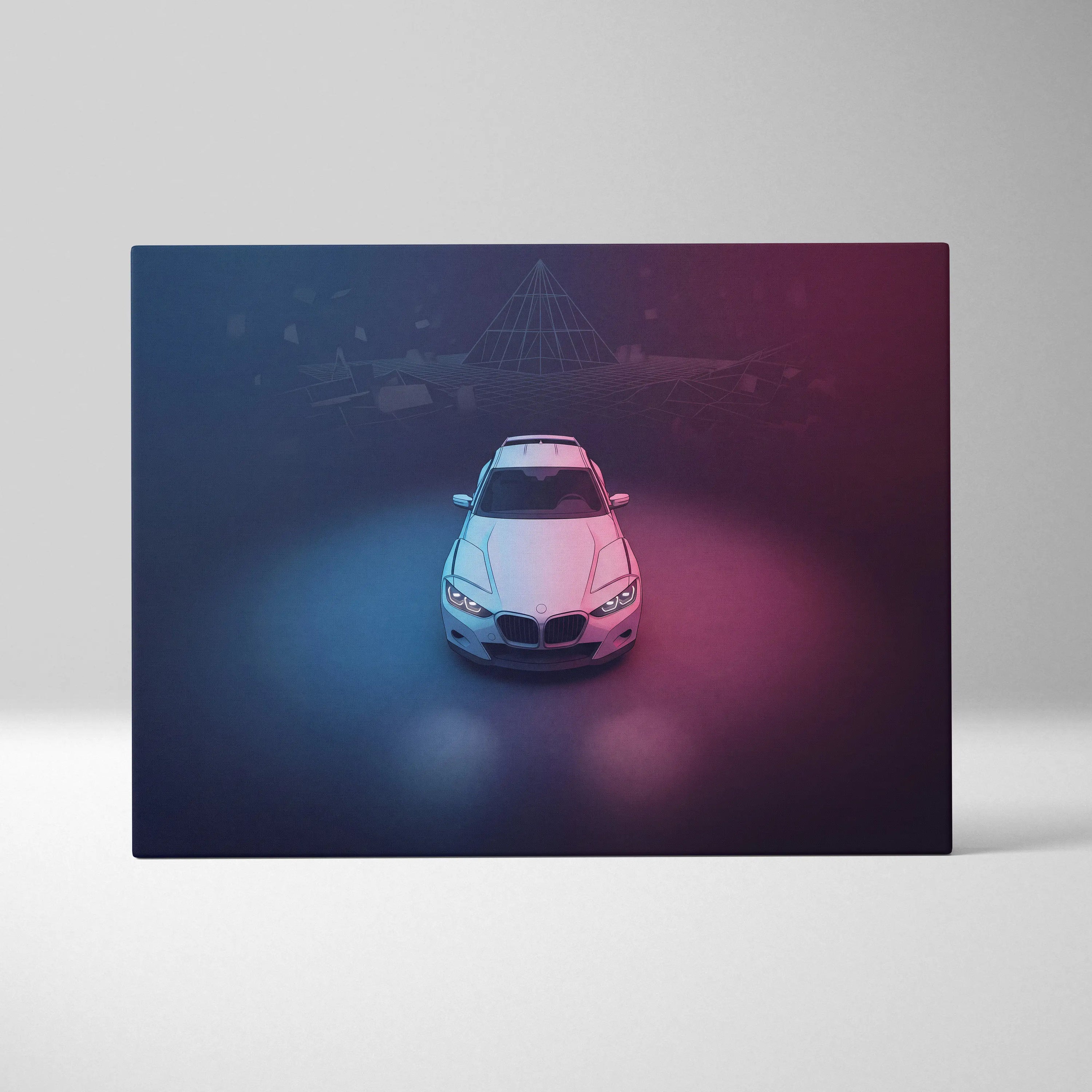 BMW CLS Inspired Vaporwave Car Canvas - Car Neon Pink Purple Blue Living Vaporwave Nostalgic Mood Neon Retro Futurism Canvas