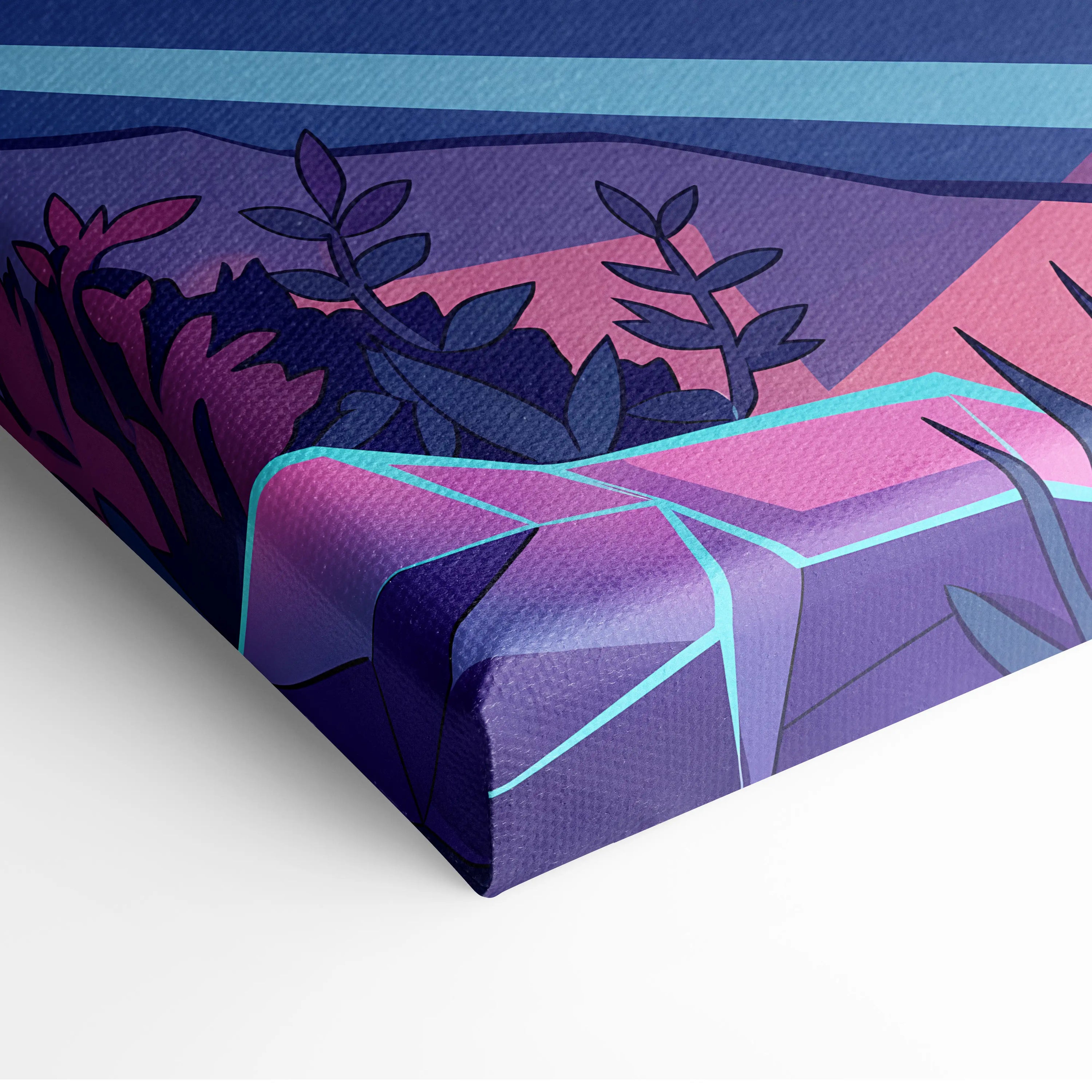 Mercedes SL65 Inspired Vaporwave Neon Car Canvas - Car Neon Pink Purple Blue Living Room Vaporwave Retro Futurism Dreamy Mood Neon Art Canvas