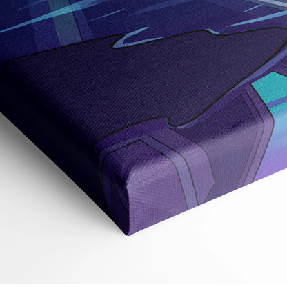 Audi R8 Inspired Vaporwave Car Canvas - Vaporwave Car, Purple Blue Neon, Living Room, Retro | Nostalgic Energy, Synthwave, Wall Art, Canvas