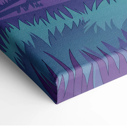 Dodge Challenger Inspired Red Purple Forest Canvas Wall Art Vaporwave Muscle Car Artwork, Moody Mountain Road Garage Decor Retro Futuristic Print