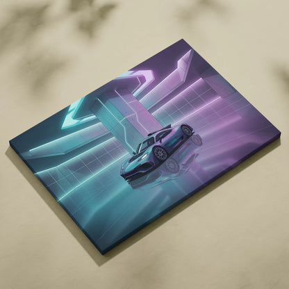 Mercedes-AMG One Inspired Silver Purple Canvas Wall Art, Pastel Vaporwave Hypercar Artwork for Futuristic Garage Decor