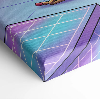 Yamaha YZF-R1 Inspired Blue Purple Vaporwave Motorcycle Canvas Wall Art Neon Cyber City Sportbike Artwork Futuristic Garage Decor