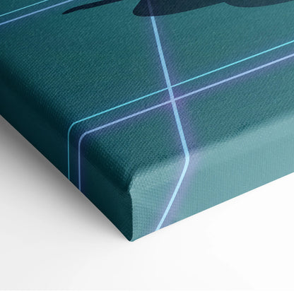BMW M1000RR Inspired Green Teal Vaporwave Motorcycle Canvas Wall Art Neon Grid Sportbike Artwork Futuristic Garage Decor