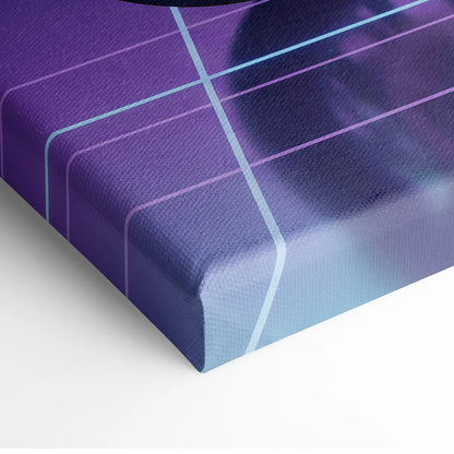 BMW S1000RR Inspired White Purple Motorcycle Canvas Wall Art Vaporwave Neon Grid Sportbike Artwork for Garage Decor Retro Futuristic Print