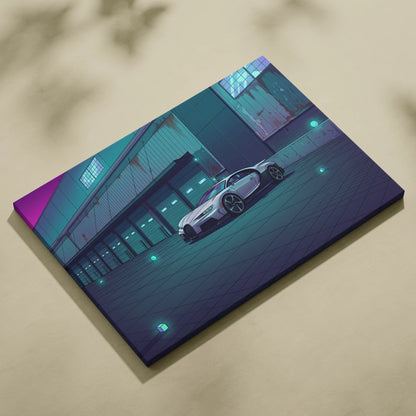 Bugatti Chiron Inspired Vaporwave Car Canvas - Vaporwave Car Neon Pink Teal Living Room Art Retro Futurism Nostalgic Glow Modern Pop Canvas