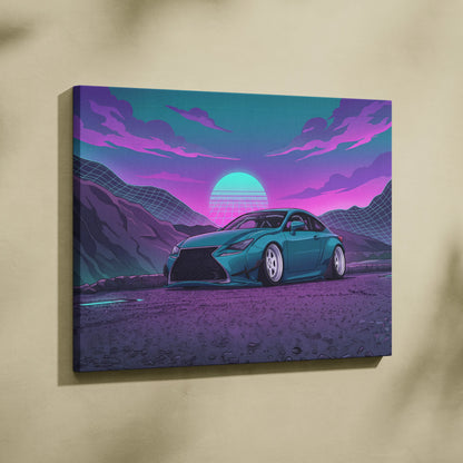 Lexus RC Inspired Teal Purple Canvas Wall Art, Vaporwave Sports Car Artwork, Neon Sunset Garage Decor, Retro Futuristic JDM Print