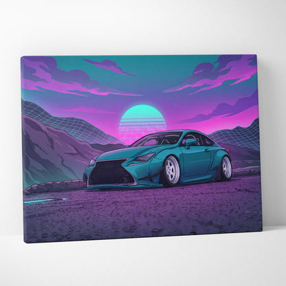 Lexus RC Inspired Teal Purple Canvas Wall Art, Vaporwave Sports Car Artwork, Neon Sunset Garage Decor, Retro Futuristic JDM Print