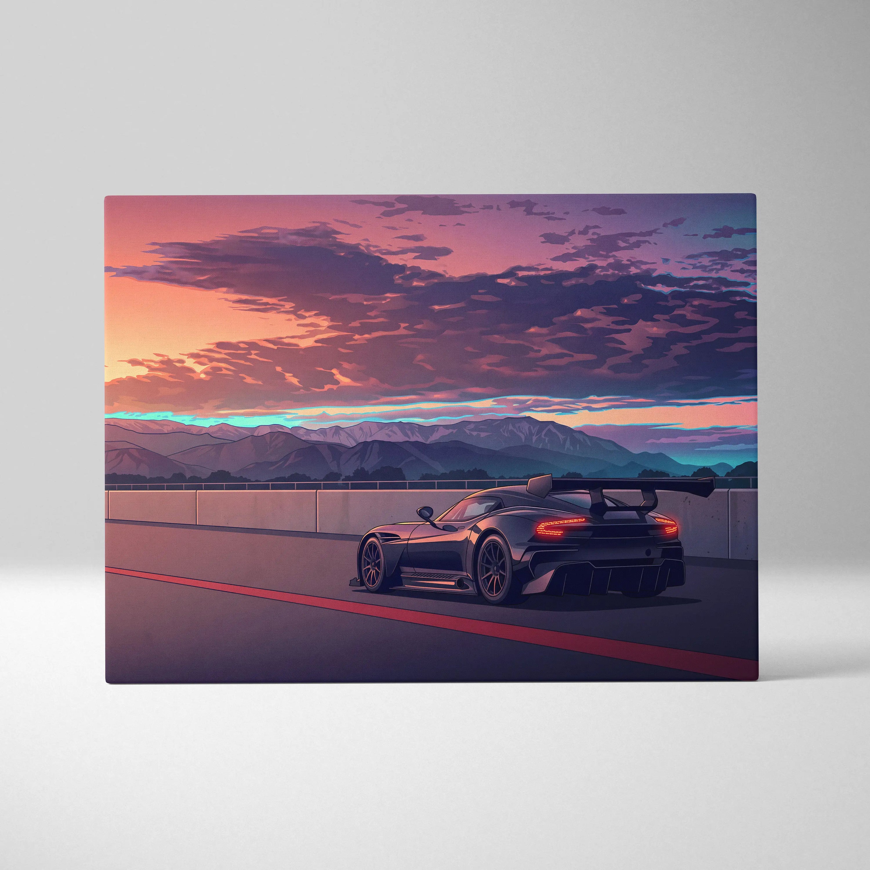 Aston Martin Vulcan Inspired Vaporwave Car Canvas - Vaporwave Car Neon Pink Purple Wall Art Futurism Dreamy Nostalgic Mood Modern Decor Canvas