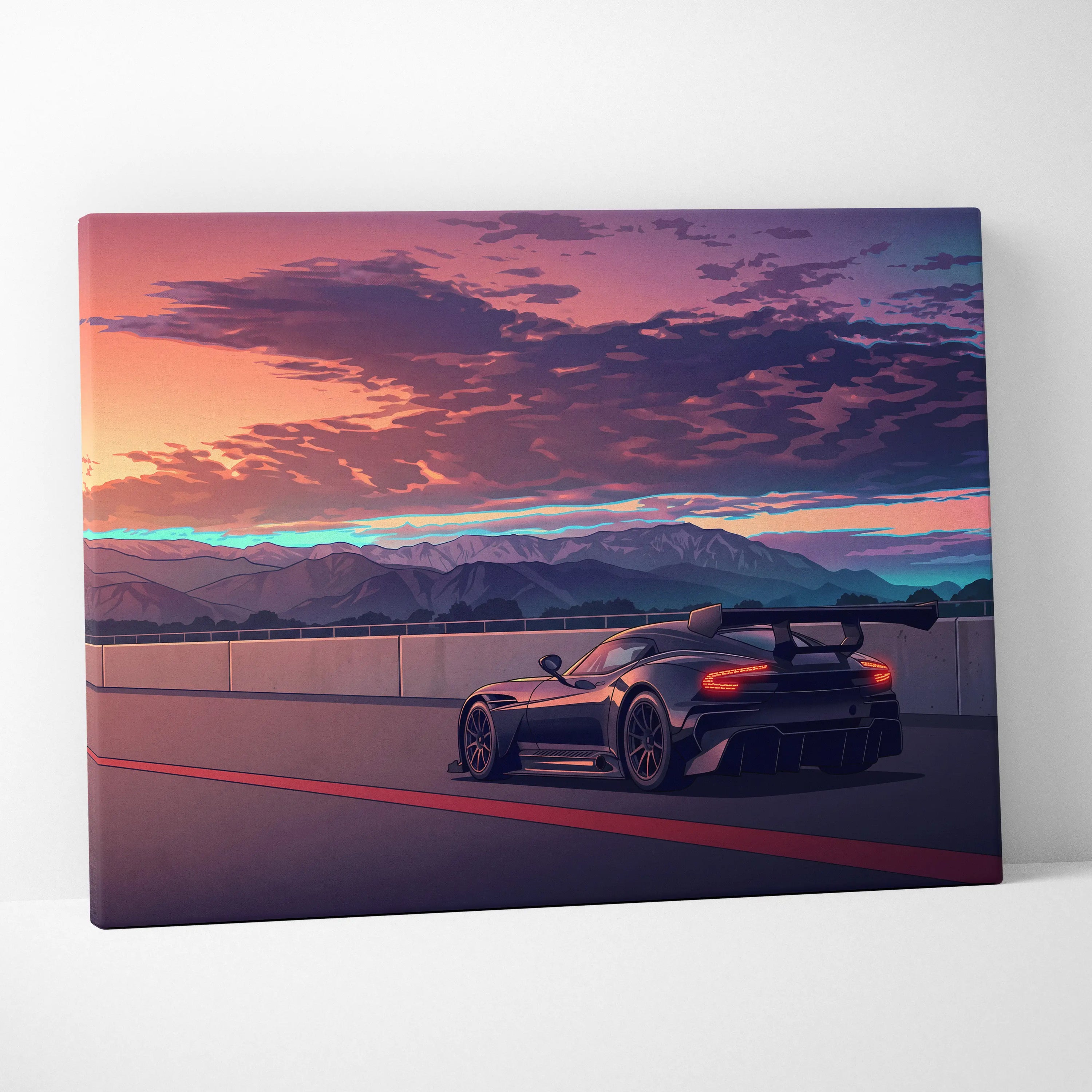 Aston Martin Vulcan Inspired Vaporwave Car Canvas - Vaporwave Car Neon Pink Purple Wall Art Futurism Dreamy Nostalgic Mood Modern Decor Canvas