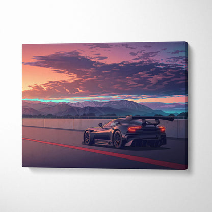 Aston Martin Vulcan Inspired Vaporwave Car Canvas - Vaporwave Car Neon Pink Purple Wall Art Futurism Dreamy Nostalgic Mood Modern Decor Canvas