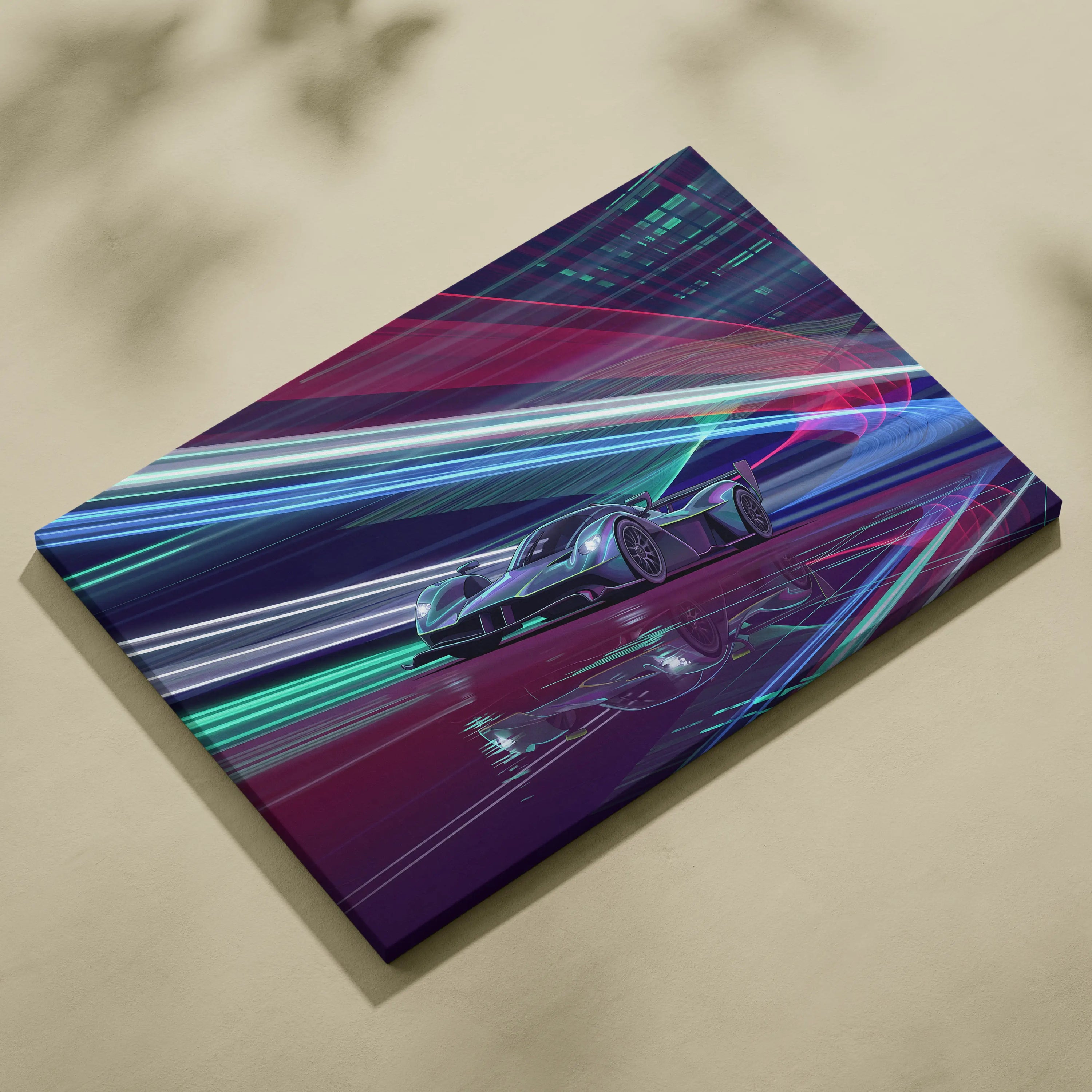 Aston Martin Valkyrie Inspired Canvas Art - Car Artwork Neon Pink Cyan Living Retrofuturism Energetic Vaporwave Wall Art Canvas Print