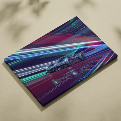Aston Martin Valkyrie Inspired Canvas Art - Car Artwork Neon Pink Cyan Living Retrofuturism Energetic Vaporwave Wall Art Canvas Print